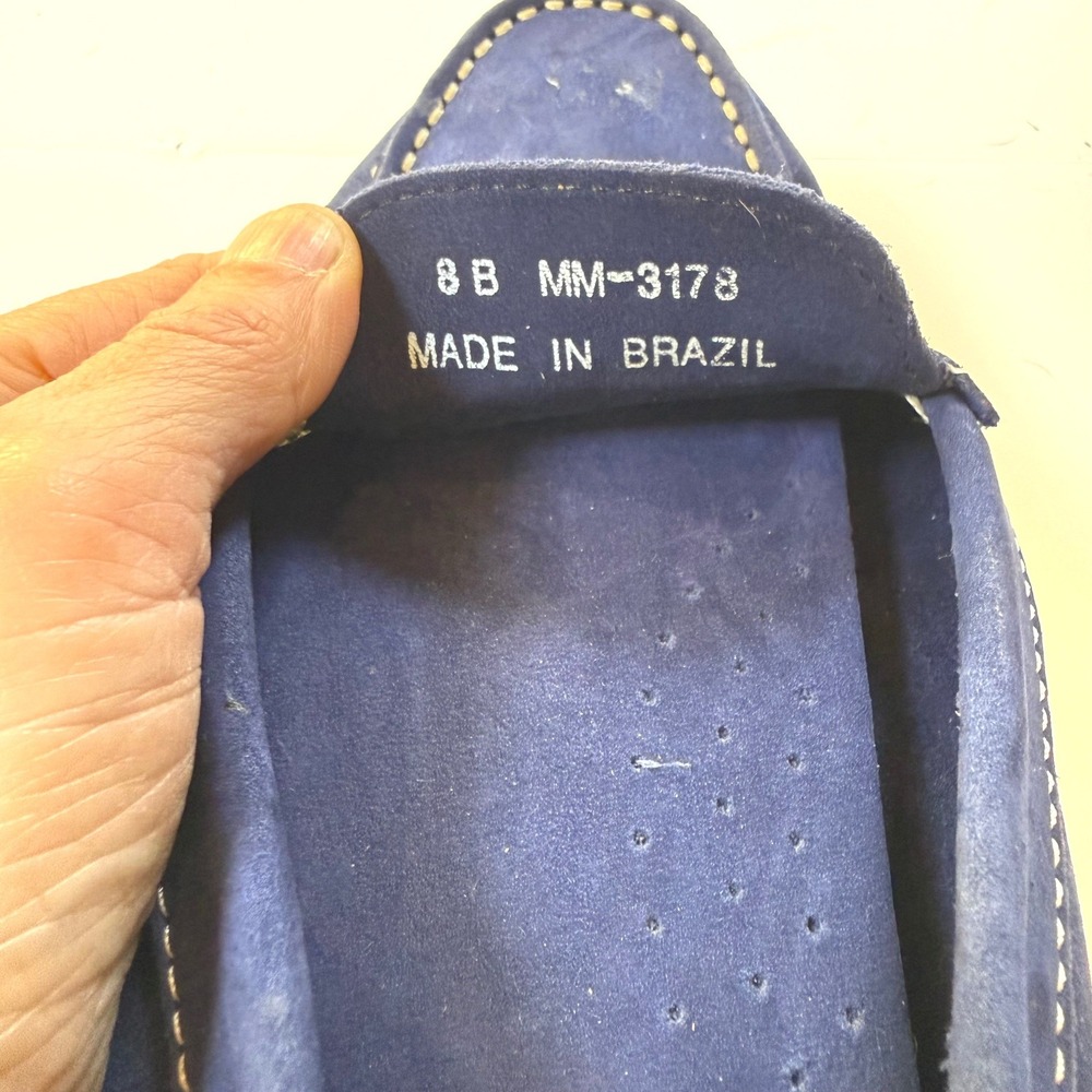 Bruno Magli Navy Blue Suede Driving Loafers Penny Moccasins Size 8 B - Picture 3 of 9
